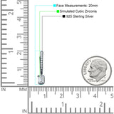Emerald Cut Drop Dangle Hoop Earring Cubic Zirconia 925 Sterling Silver