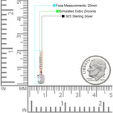 Emerald Cut Drop Dangle Hoop Earring Cubic Zirconia 925 Sterling Silver