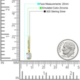 Emerald Cut Drop Dangle Hoop Earring Cubic Zirconia 925 Sterling Silver