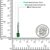 Emerald Cut Drop Dangle Hoop Earring Cubic Zirconia 925 Sterling Silver