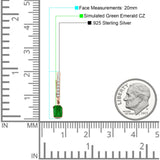 Emerald Cut Drop Dangle Hoop Earring Cubic Zirconia 925 Sterling Silver