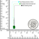 Emerald Cut Drop Dangle Hoop Earring Cubic Zirconia 925 Sterling Silver