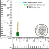 Emerald Cut Drop Dangle Hoop Earring Cubic Zirconia 925 Sterling Silver