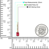 Emerald Cut Drop Dangle Hoop Earring Cubic Zirconia 925 Sterling Silver