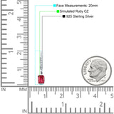 Emerald Cut Drop Dangle Hoop Earring Cubic Zirconia 925 Sterling Silver