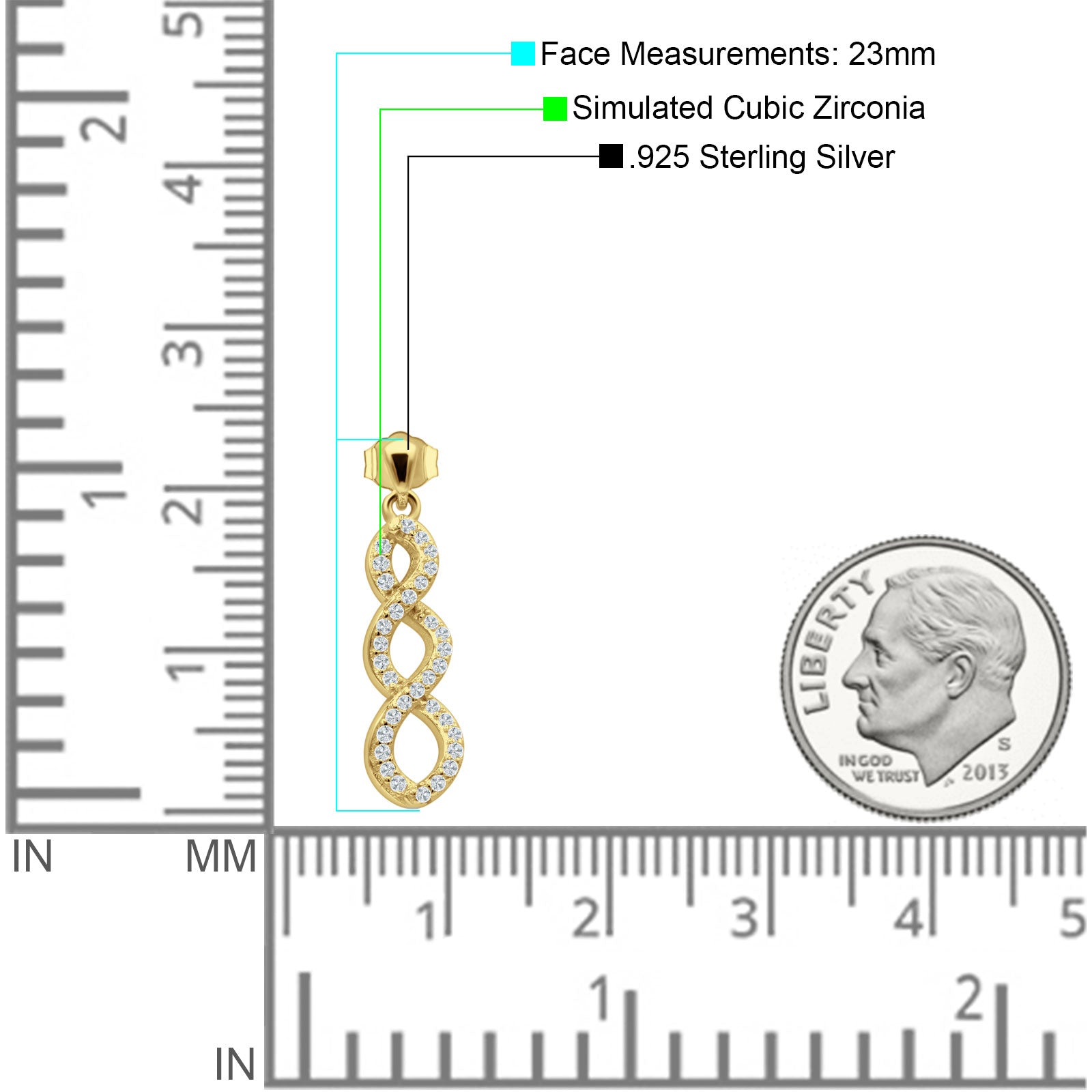 Twisted Infinity Stud Earring Cubic Zirconia 925 Sterling Silver