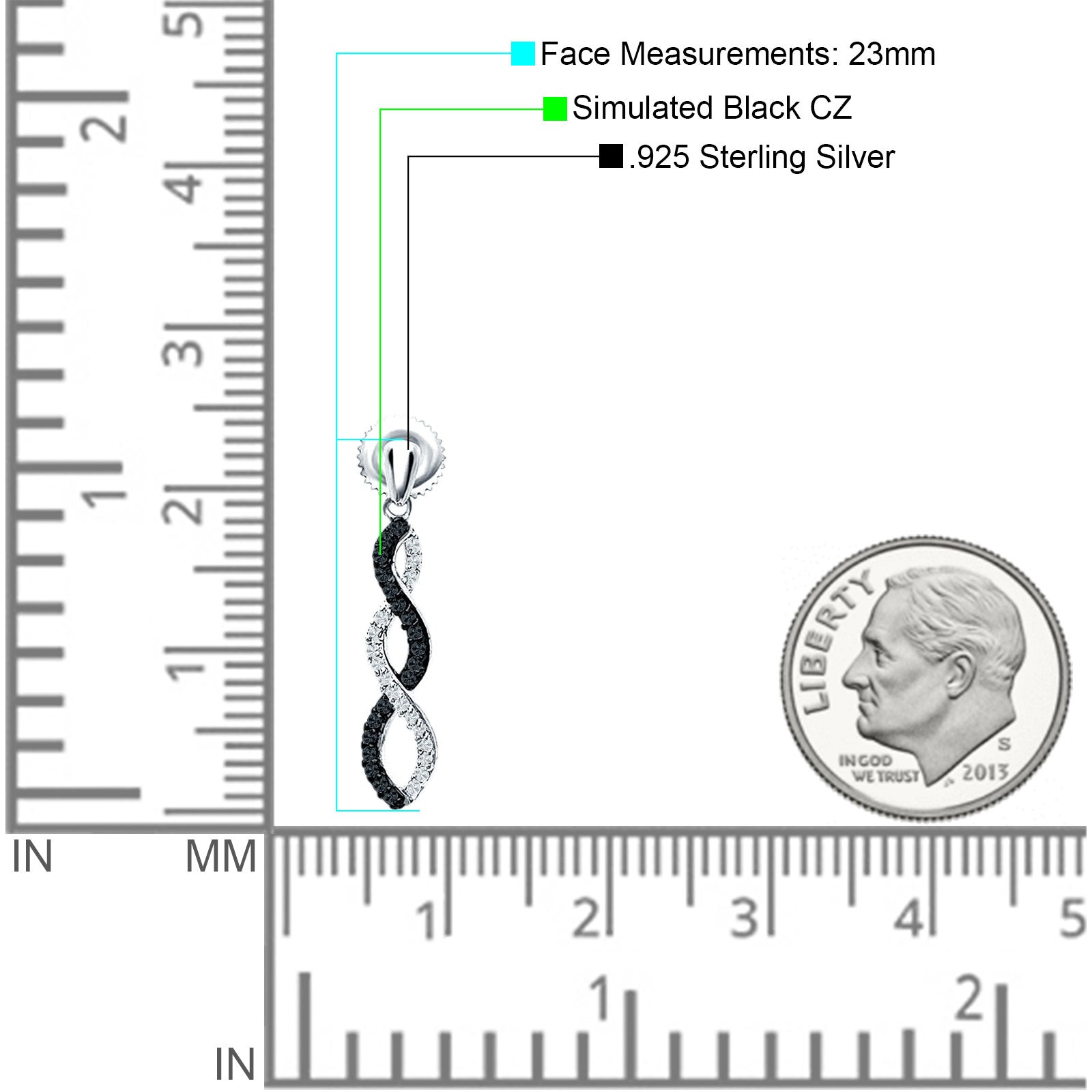 Twisted Infinity Stud Earring Cubic Zirconia 925 Sterling Silver