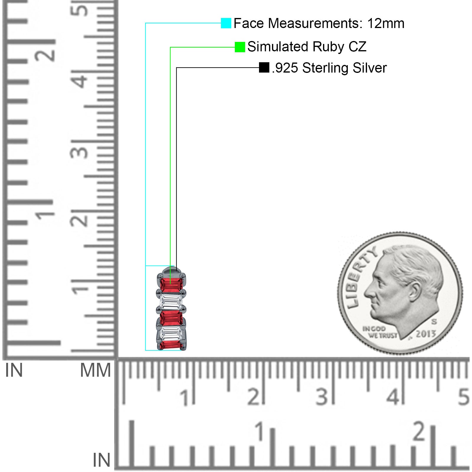 Minimalist Baguette Cubic Zirconia Huggie Hoop Earring Solid 925 Sterling Silver