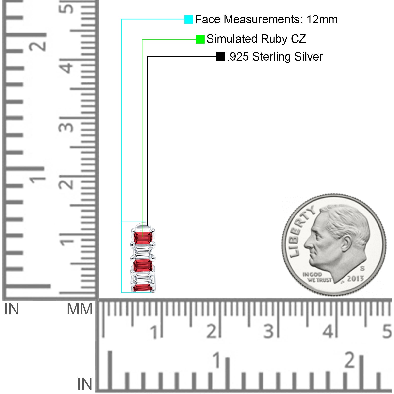 Minimalist Baguette Cubic Zirconia Huggie Hoop Earring Solid 925 Sterling Silver