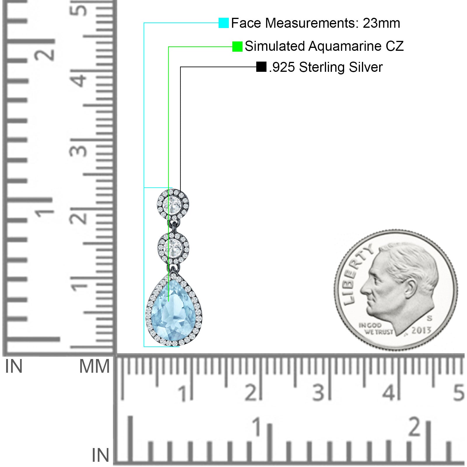 Pear Teardrop Halo Drop Dangle Earring Cubic Zirconia 925 Sterling Silver