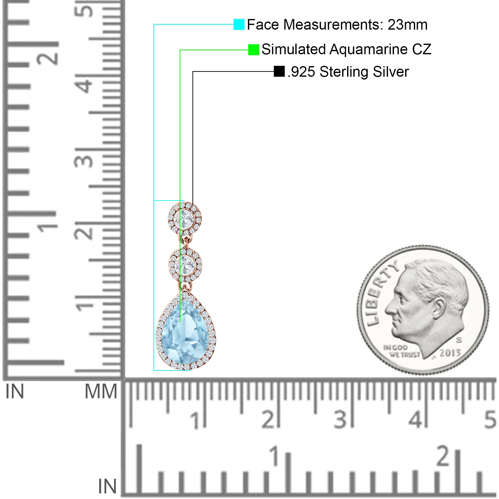 Pear Teardrop Halo Drop Dangle Earring Cubic Zirconia 925 Sterling Silver
