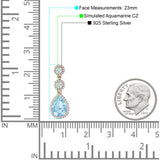Pear Teardrop Halo Drop Dangle Earring Cubic Zirconia 925 Sterling Silver