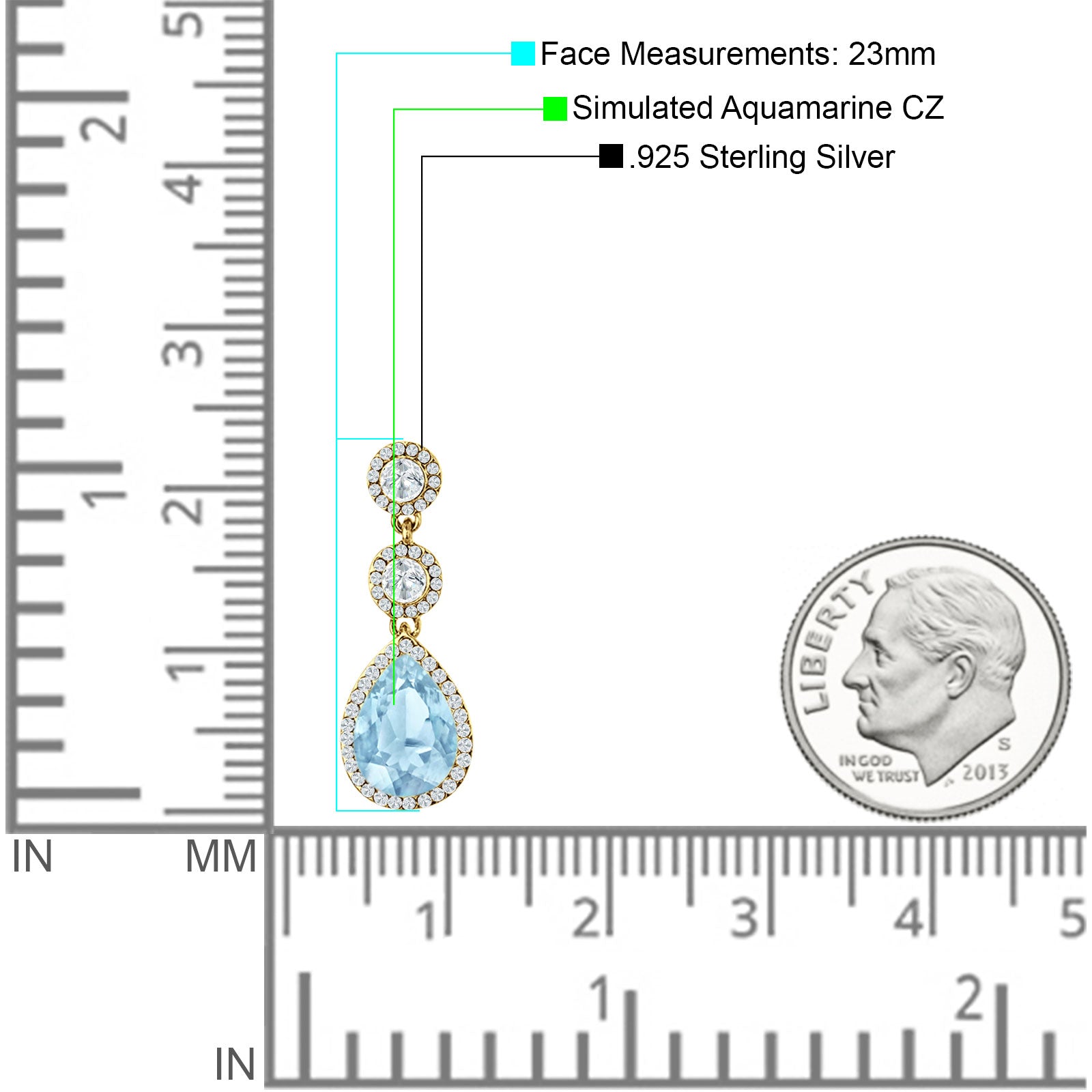 Pear Teardrop Halo Drop Dangle Earring Cubic Zirconia 925 Sterling Silver
