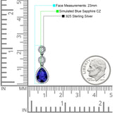 Pear Teardrop Halo Drop Dangle Earring Cubic Zirconia 925 Sterling Silver