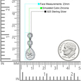Pear Teardrop Halo Drop Dangle Earring Cubic Zirconia 925 Sterling Silver