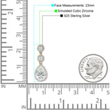 Pear Teardrop Halo Drop Dangle Earring Cubic Zirconia 925 Sterling Silver