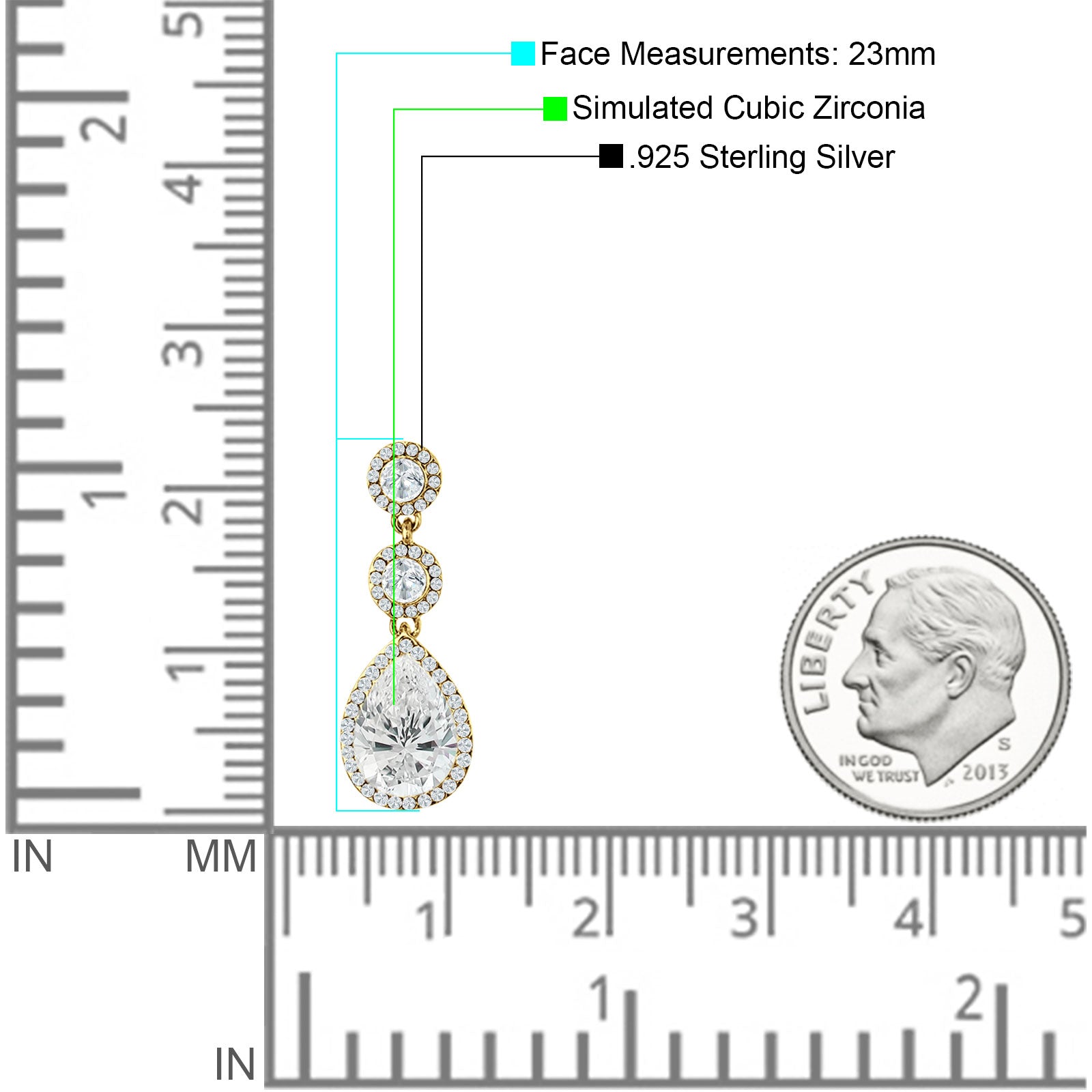 Pear Teardrop Halo Drop Dangle Earring Cubic Zirconia 925 Sterling Silver