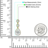 Pear Teardrop Halo Drop Dangle Earring Cubic Zirconia 925 Sterling Silver
