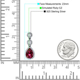 Pear Teardrop Halo Drop Dangle Earring Cubic Zirconia 925 Sterling Silver
