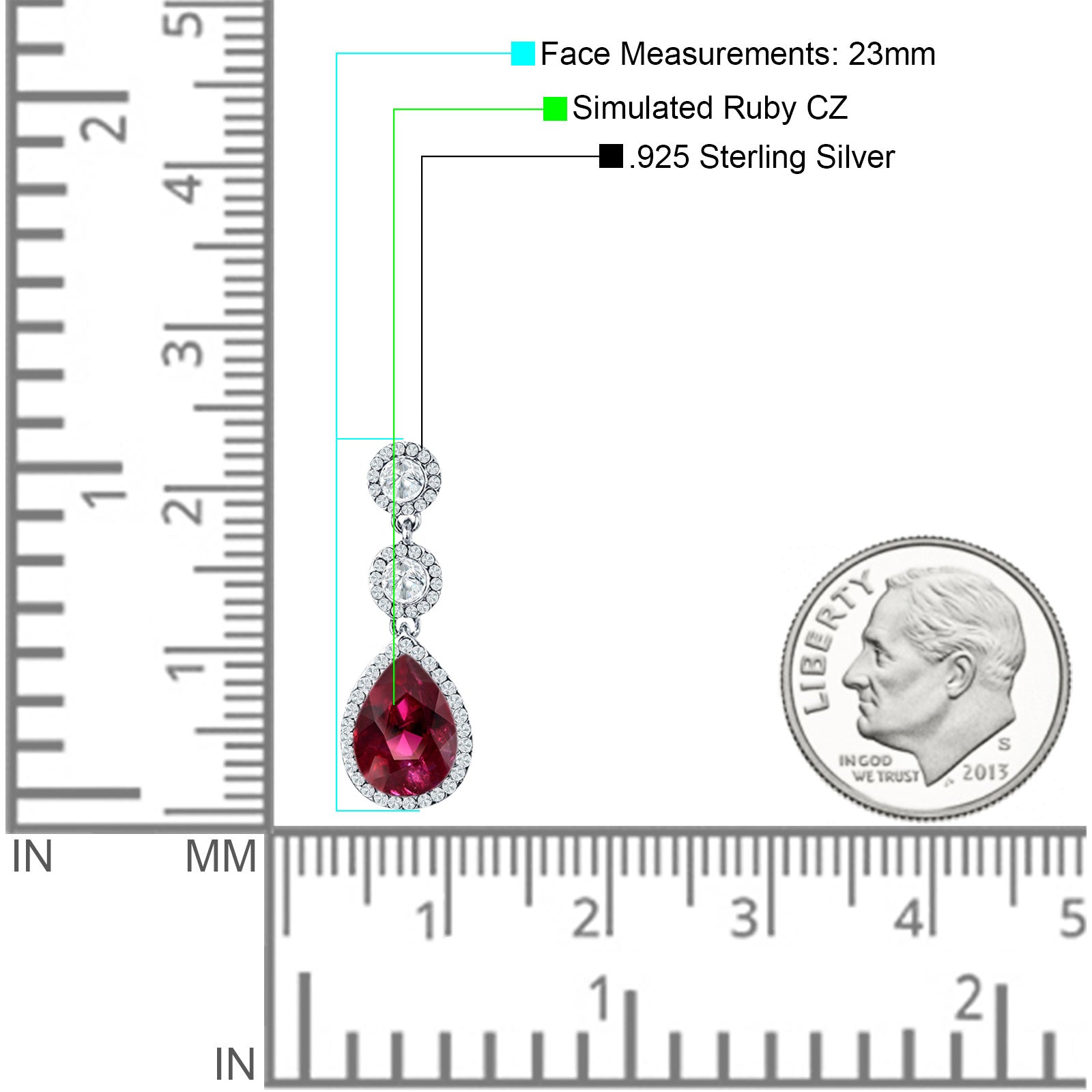 Pear Teardrop Halo Drop Dangle Earring Cubic Zirconia 925 Sterling Silver