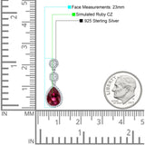 Pear Teardrop Halo Drop Dangle Earring Cubic Zirconia 925 Sterling Silver