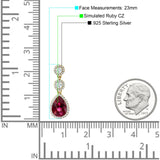 Pear Teardrop Halo Drop Dangle Earring Cubic Zirconia 925 Sterling Silver