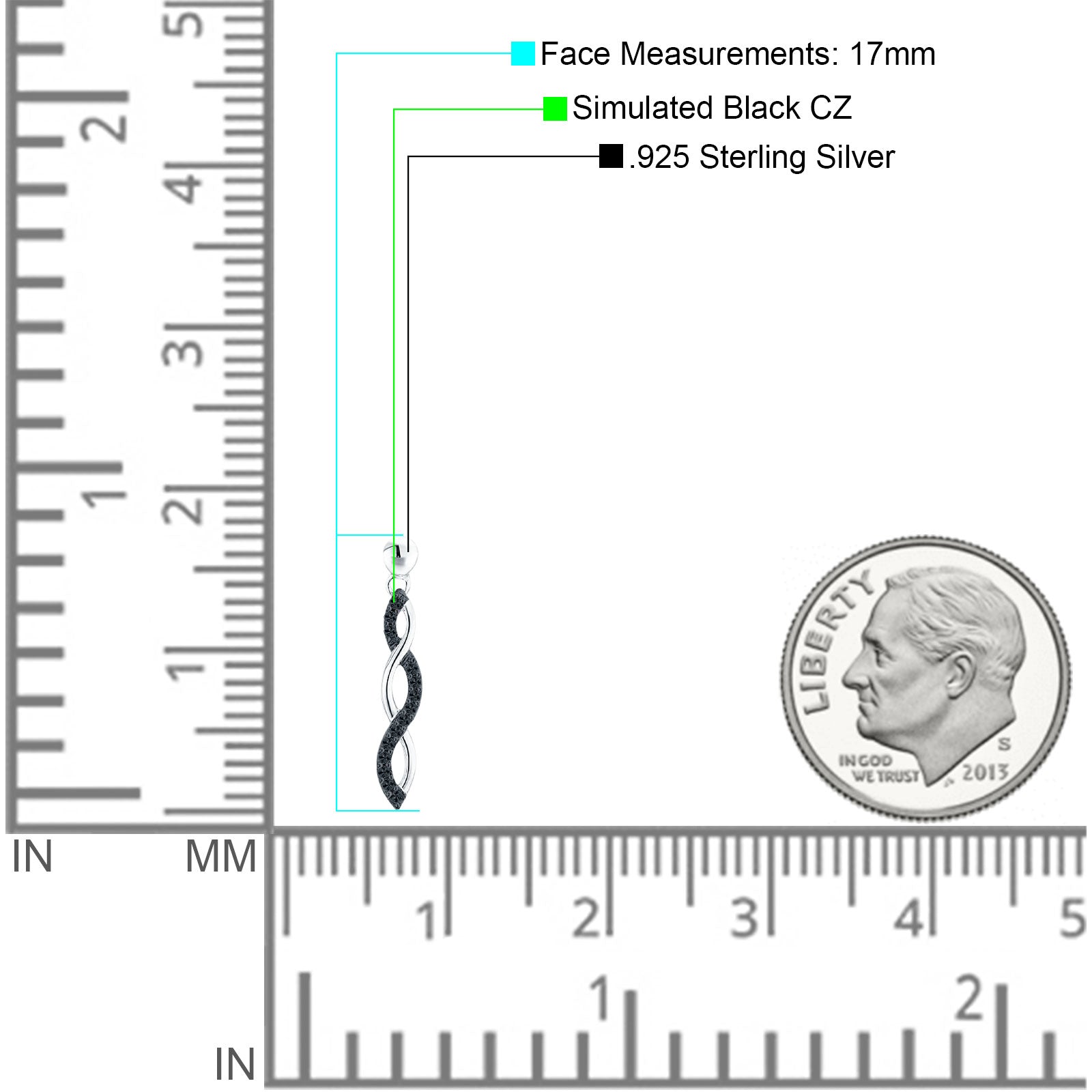 Infinity Twisted Two Tone Stud Earring Cubic Zirconia 925 Sterling Silver