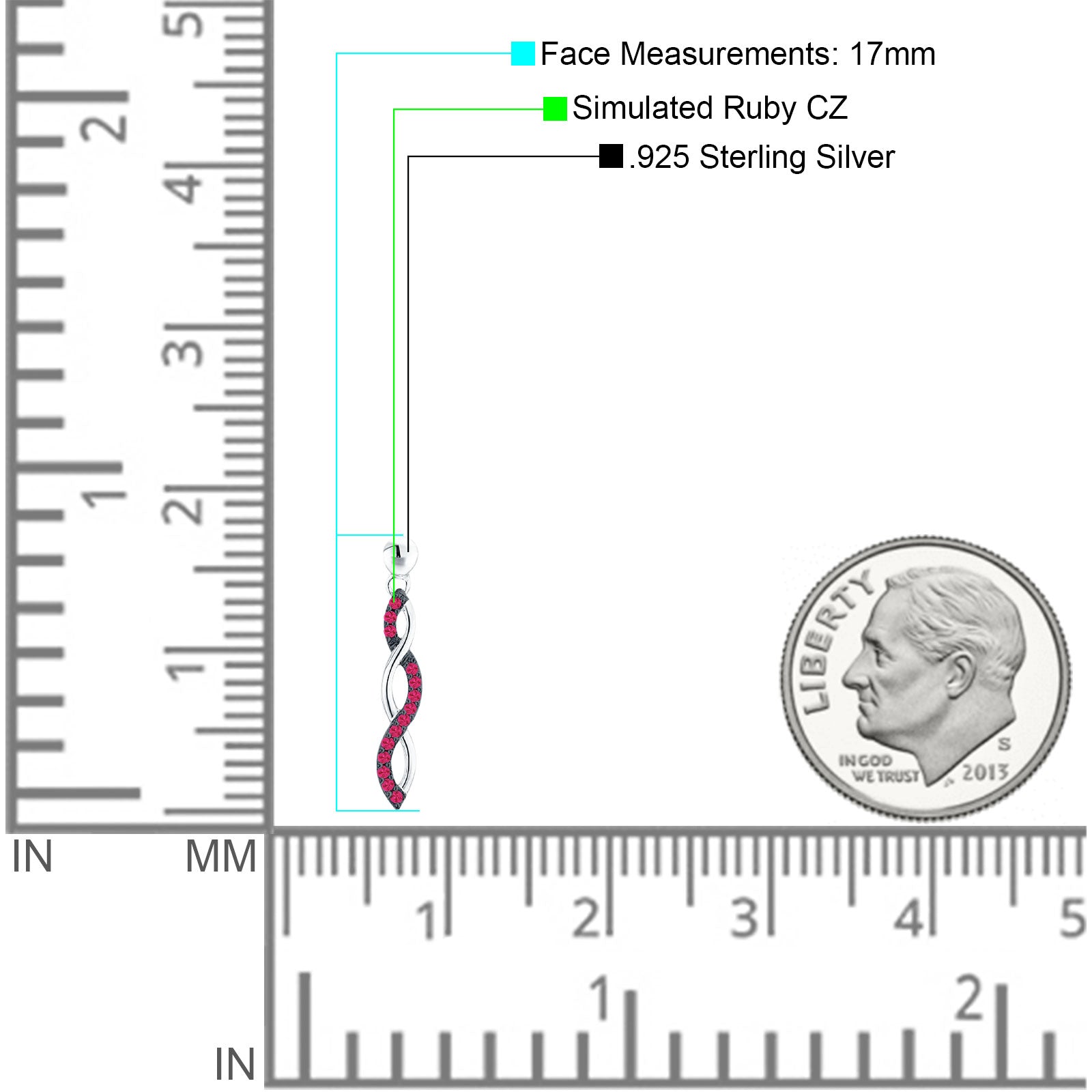 Infinity Twisted Two Tone Stud Earring Cubic Zirconia 925 Sterling Silver