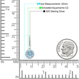 Round Halo Drop Dangle Hoop Earring Cubic Zirconia 925 Sterling Silver