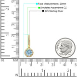 Round Halo Drop Dangle Hoop Earring Cubic Zirconia 925 Sterling Silver