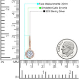 Round Halo Drop Dangle Hoop Earring Cubic Zirconia 925 Sterling Silver