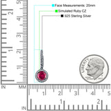 Round Halo Drop Dangle Hoop Earring Cubic Zirconia 925 Sterling Silver