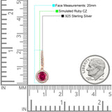 Round Halo Drop Dangle Hoop Earring Cubic Zirconia 925 Sterling Silver