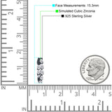 Pear Teardrop Cubic Zirconia Huggie Hoop Earring 925 Sterling Silver