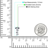 Marquise Zig Zag Bar Stud Earring Cubic Zirconia 925 Sterling Silver