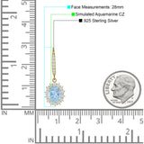 Oval Halo Flower Drop Dangle Leverback Earring Cubic Zirconia 925 Sterling Silver