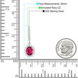 Oval Halo Flower Drop Dangle Leverback Earring Cubic Zirconia 925 Sterling Silver