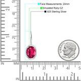 Oval Solitaire Drop Dangle Leverback Earring Cubic Zirconia 925 Sterling Silver