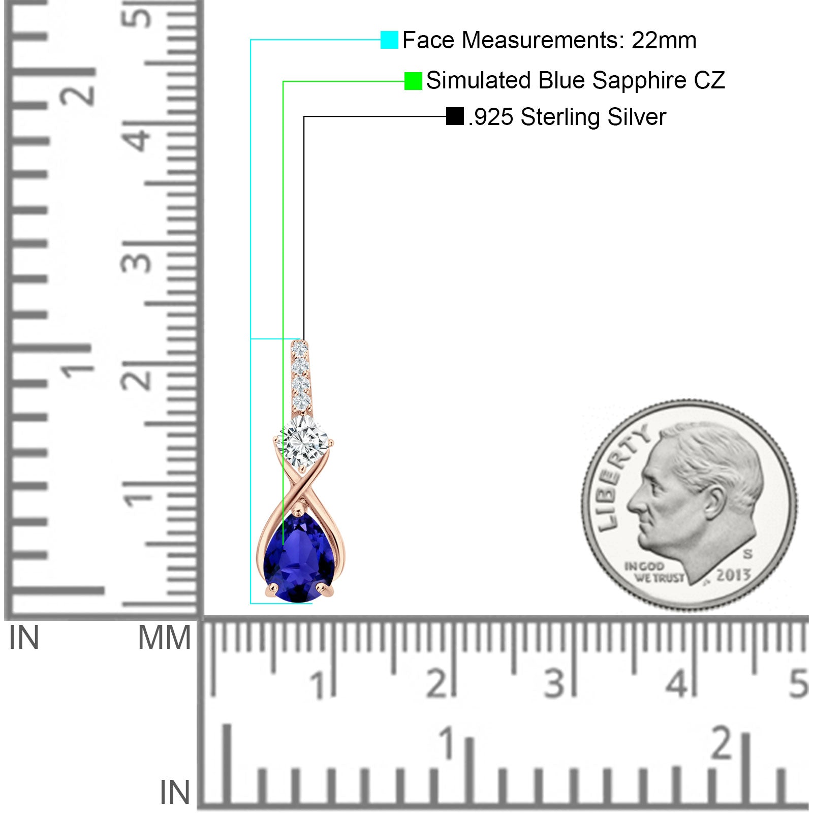 Pear Teardrop Twisted Infinity Stud Earring Cubic Zirconia 925 Sterling Silver