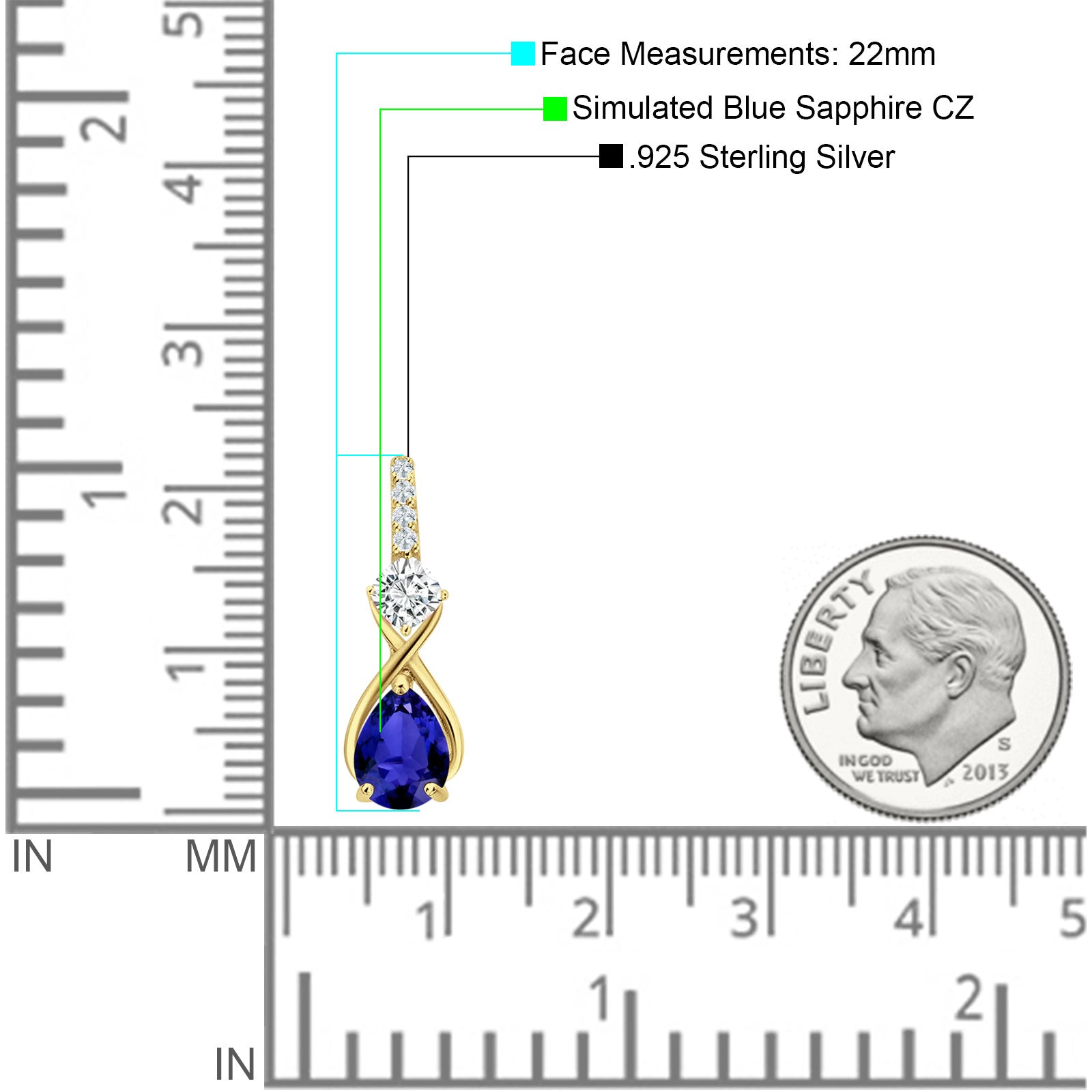 Pear Teardrop Twisted Infinity Stud Earring Cubic Zirconia 925 Sterling Silver