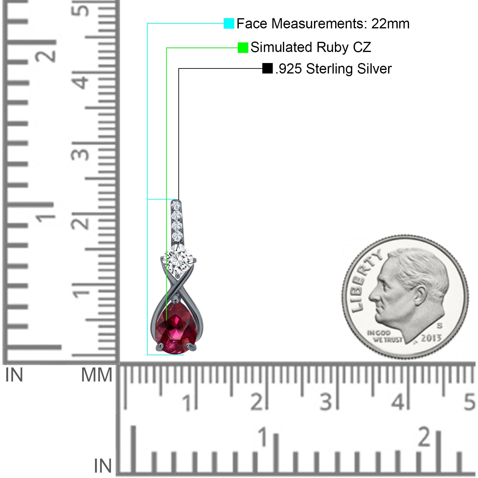 Pear Teardrop Twisted Infinity Stud Earring Cubic Zirconia 925 Sterling Silver