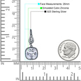 Cushion Drop Dangle Pear Fishhook Earring Cubic Zirconia 925 Sterling Silver