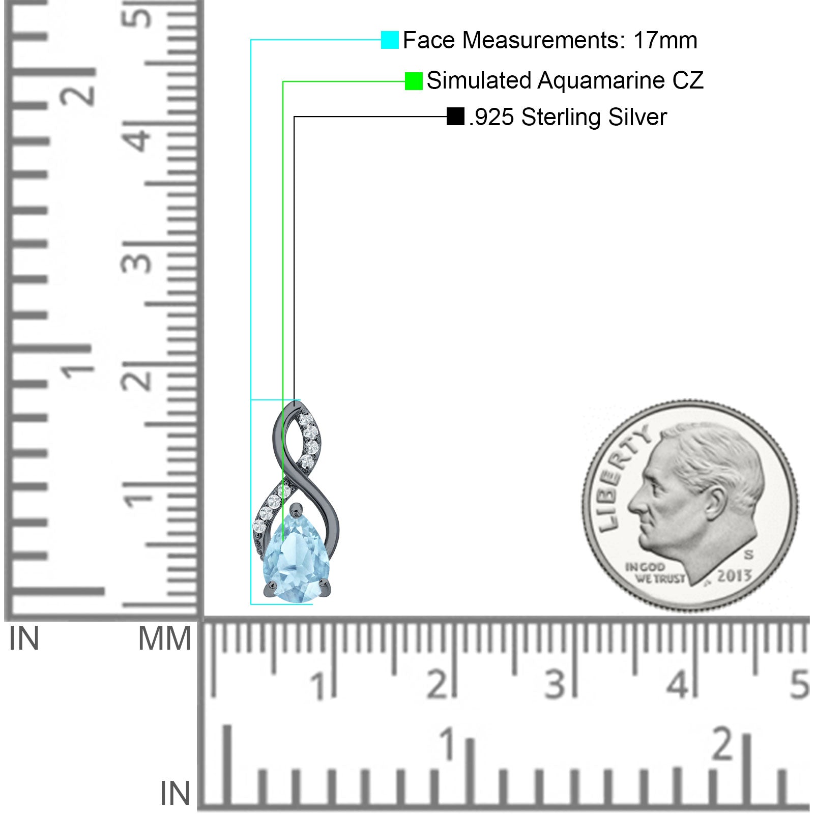 Pear Teardrop Infinity Stud Earring Cubic Zirconia 925 Sterling Silver