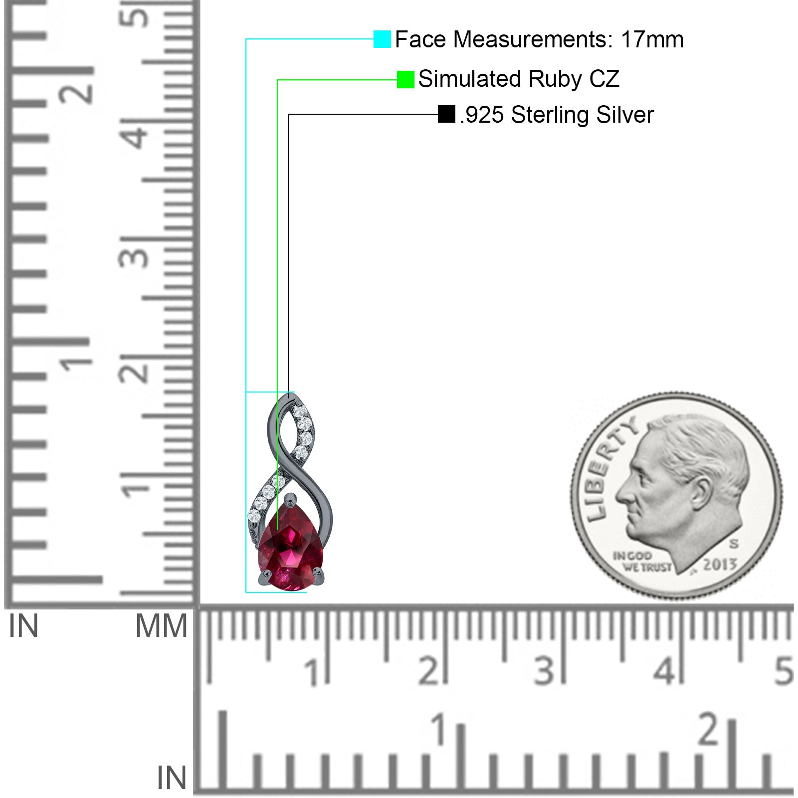 Pear Teardrop Infinity Stud Earring Cubic Zirconia 925 Sterling Silver