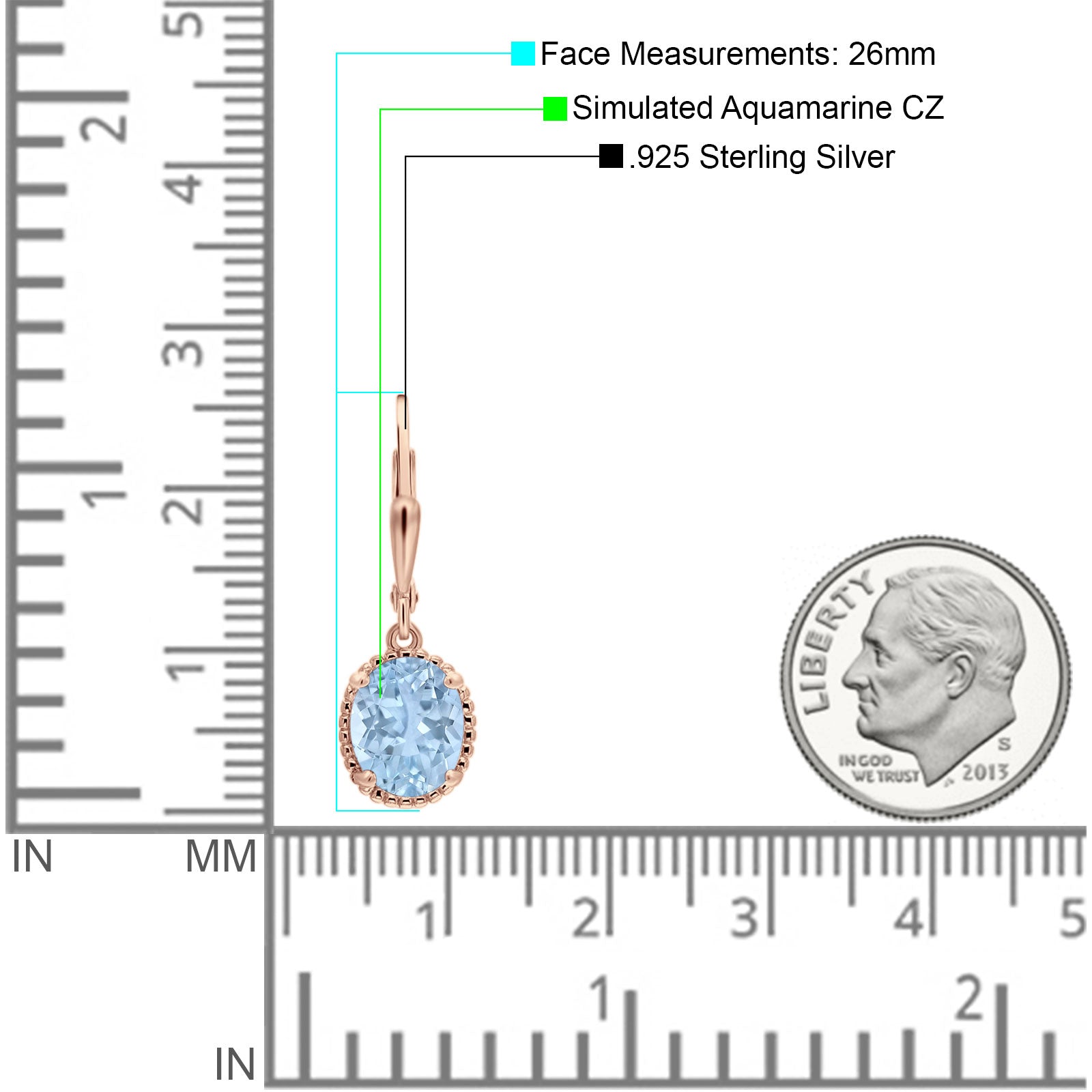 Oval Drop Dangle Leverback Earring Cubic Zirconia Solid 925 Sterling Silver