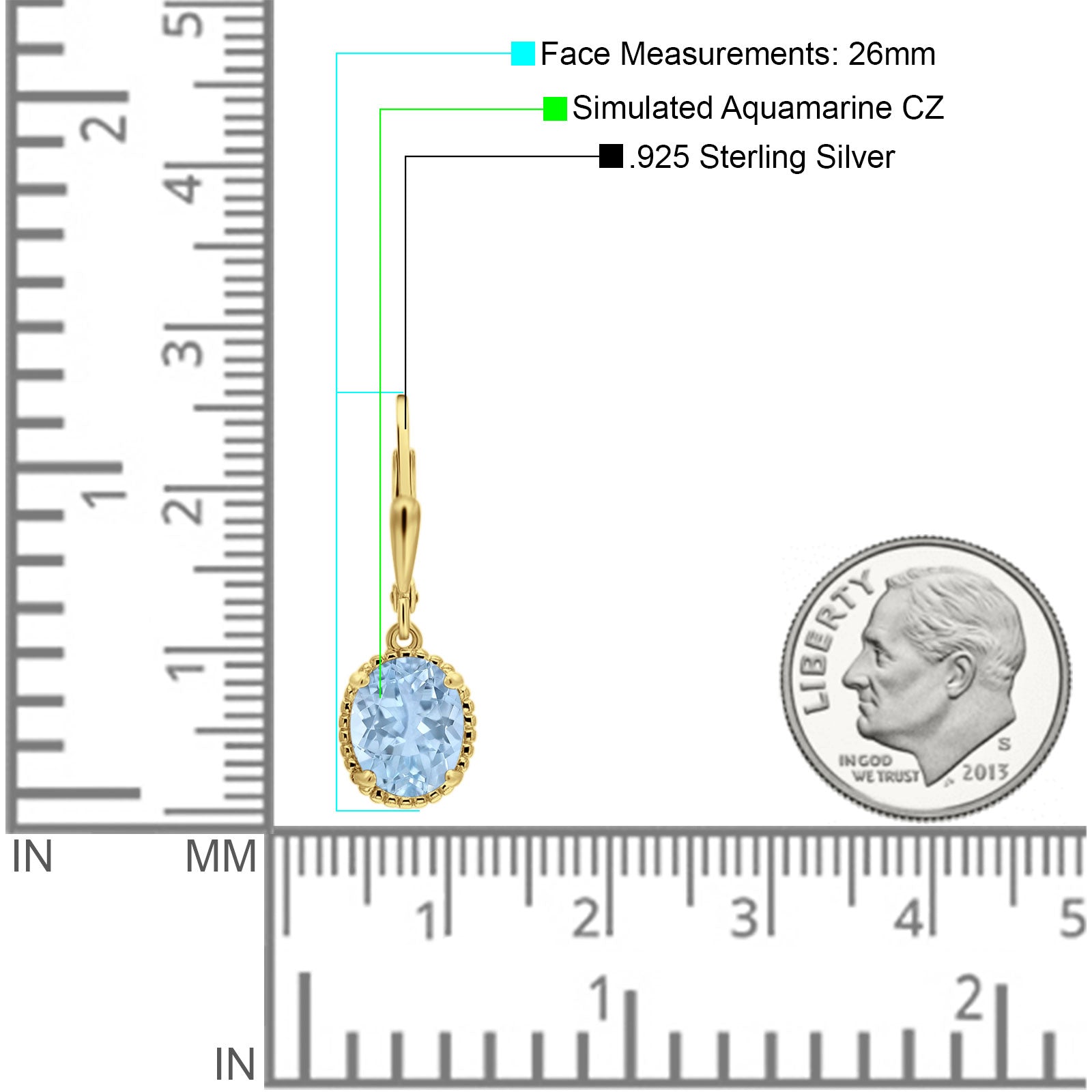 Oval Drop Dangle Leverback Earring Cubic Zirconia Solid 925 Sterling Silver