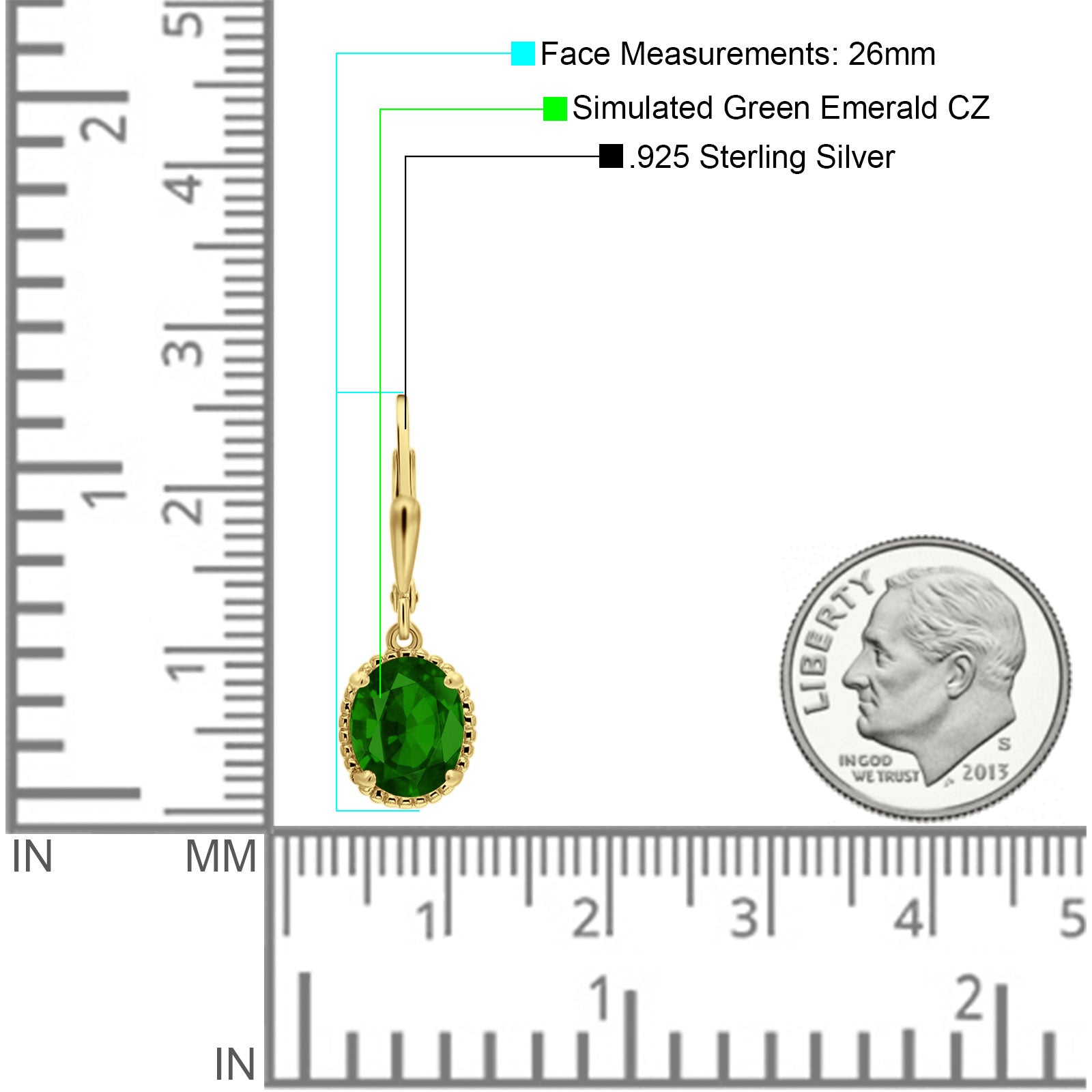 Oval Drop Dangle Leverback Earring Cubic Zirconia Solid 925 Sterling Silver