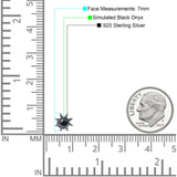 Minimalist Sun Black Onyx & Turquoise Stud Earring 925 Sterling Silver