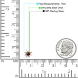 Minimalist Sun Black Onyx & Turquoise Stud Earring 925 Sterling Silver