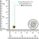 Minimalist Sun Black Onyx & Turquoise Stud Earring 925 Sterling Silver